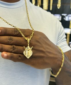 Alternative view of Cordão + pulseira Cartier 4mm + pingente nossa senhora banhado a ouro 18k