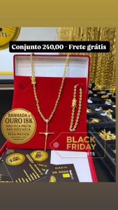 CONJUNTO CADEADO 4MM BANHADA A OURO 18K ganha outra de brinde