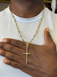 Cordão Cartier 4mm + pingente crucifixo