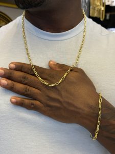Cordão + pulseira Cartier meia cana 4mm banhada a ouro 18k