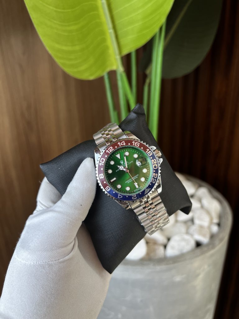 Relógio Rolex Prata Presidente Interno Verde