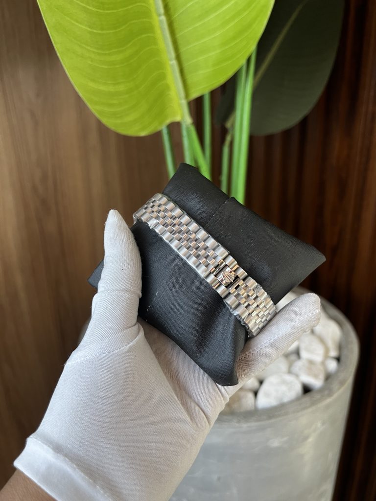 Relógio Rolex Prata Presidente Interno Verde