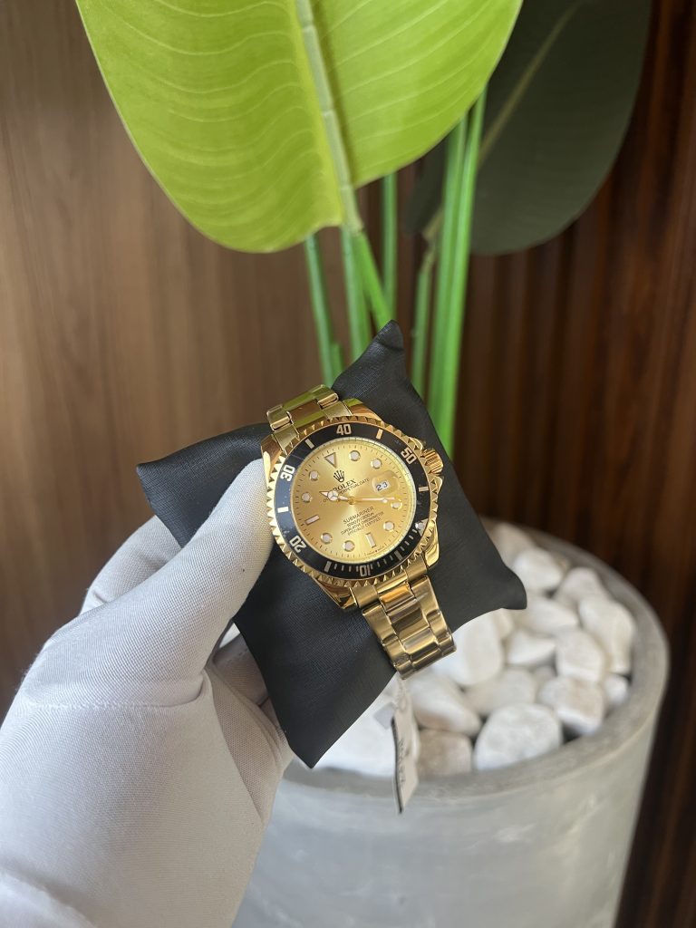 Relógio Rolex Submarine Interna Dourada Catraca Preta