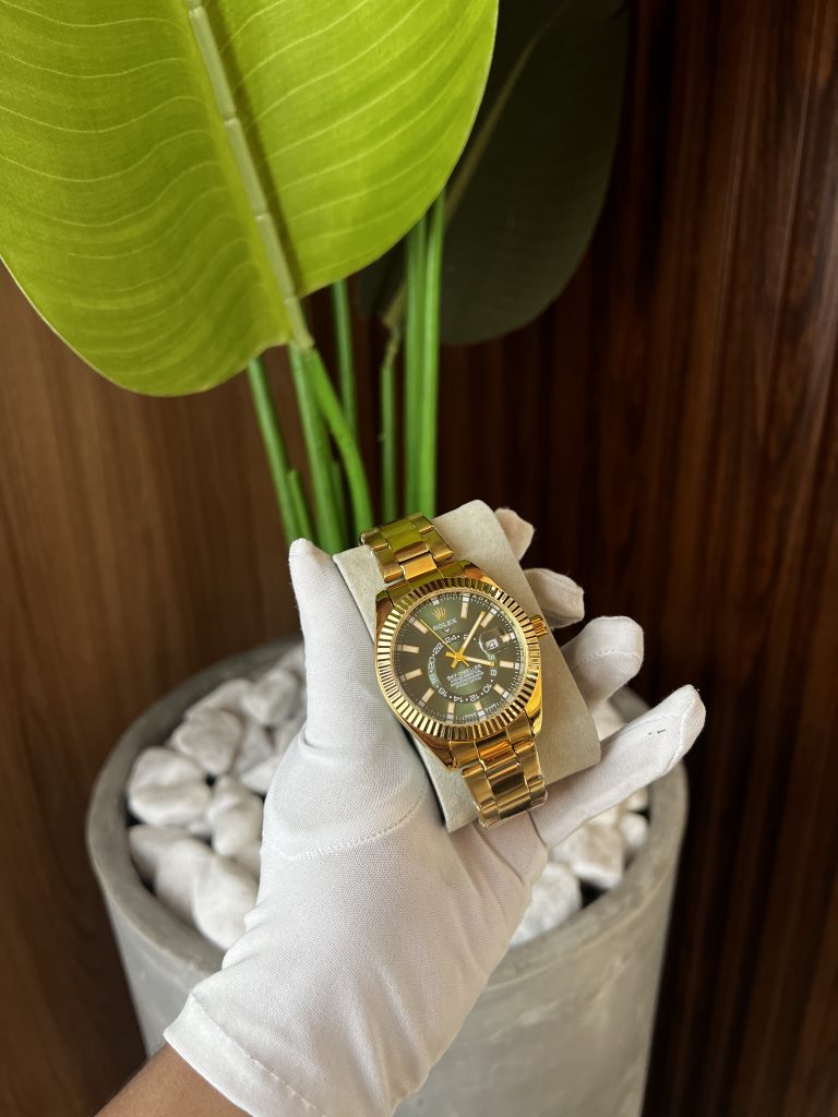 Rolex Dourado Sky Interna Verde