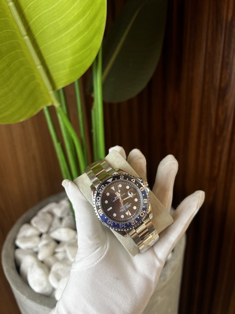 Relógio Rolex Prata Submariner Interna Preta Catraca Azul e Preto