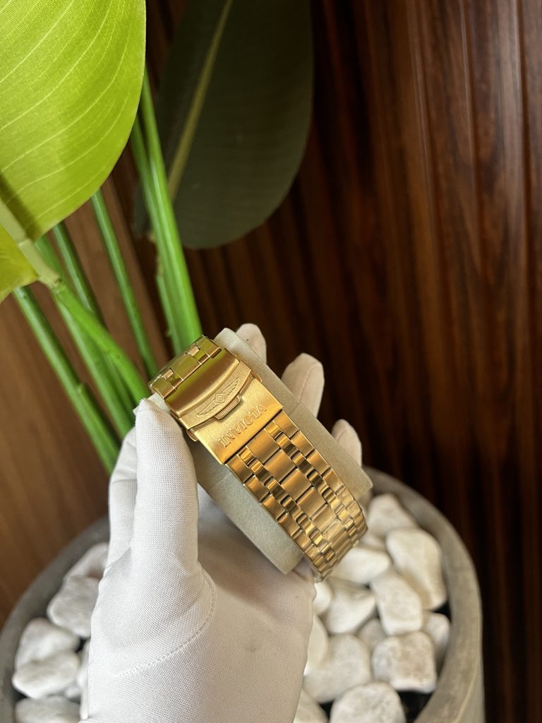 Relógio Invicta Hibrid Maquinário Importado Dourado Interna Azul