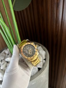 Relógio Bvlgari Dourado Esqueleto Preto