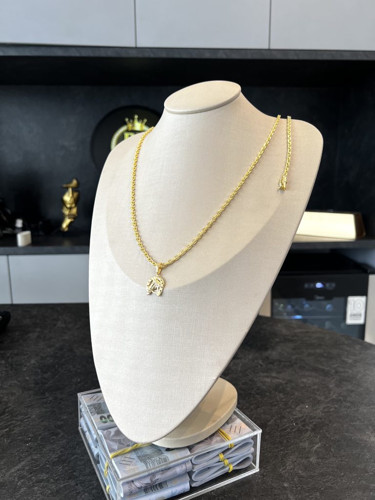 Conjunto Cadeado 4mm Com Pingente Ferradura Cavalo