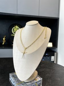 Conjunto Meia Cana 4mm com Pingente Cruz Fio