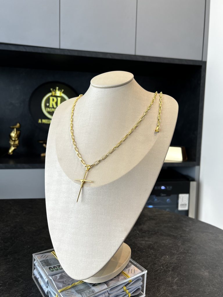 Conjunto Meia Cana 4mm com Pingente Cruz Fio
