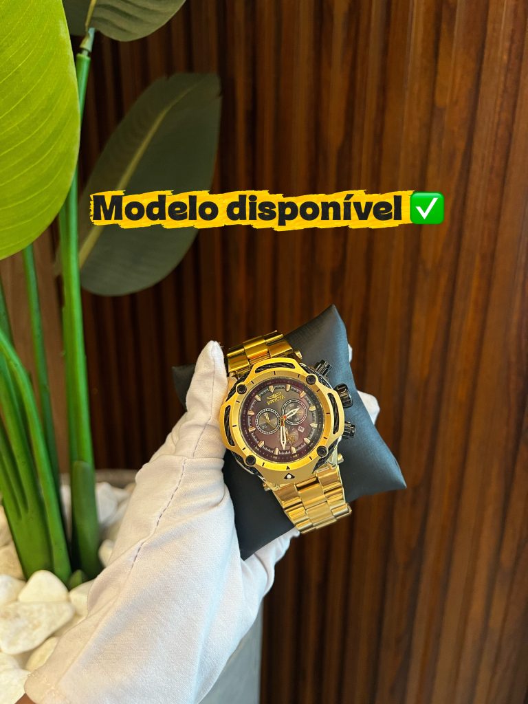 Relógio Catraca de Aço Dourado (Acompanha Brinde)