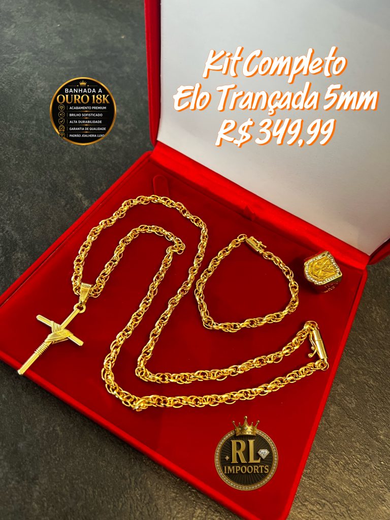 Kit Elo Trançada 5mm com Dedeira e Pingente