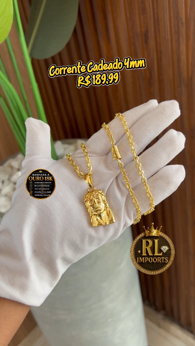 Vídeo de Promoção loucaaa!! 🤩🚀 Cordão Cadeado 4mm com Pingente Cristo
